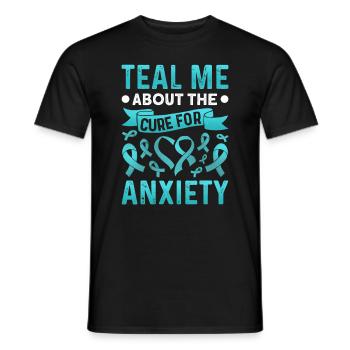 Teal Ribbon PTSD Stress Anxiety Disorder - Men's T-Shirt - black - Front - AI Model Male 178 light (178cm)