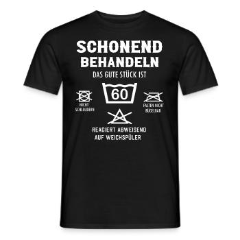 60 in der Wäsche schonend behandeln 60 Jahre alt - Männer T-Shirt - Schwarz - Vorne - AI Model Male 178 light (178cm)
