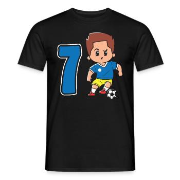 7th Birthday 7 Years Soccer Soccer Player - Men's T-Shirt - black - Front - AI Model Male 178 light (178cm)