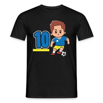 10e anniversaire 10 ans Football Joueur de football - T-shirt homme - noir - Devant - AI Model Male 178 light (178cm)