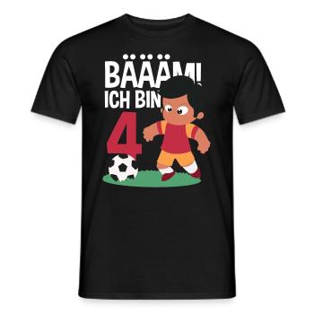 4e anniversaire 4 ans de football joueur de football - T-shirt homme - noir - Devant - AI Model Male 178 light (178cm)