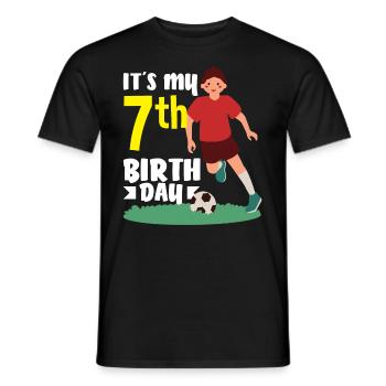 7th Birthday 7 Years Soccer Soccer Player - Men's T-Shirt - black - Front - AI Model Male 178 light (178cm)