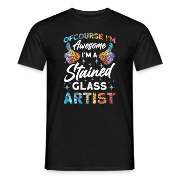 Lustiger Buntglas-künstler - Männer T-Shirt - Schwarz - Vorne - AI Model Male 178 light (178cm)