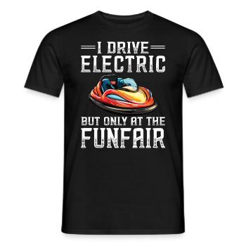 Ich fahre Elektrisch Kirmes Autoscooter - Männer T-Shirt - Schwarz - Vorne - AI Model Male 178 light (178cm)