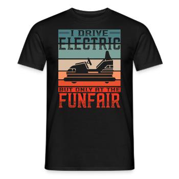 Ich fahre Elektrisch Kirmes Autoscooter - Männer T-Shirt - Schwarz - Vorne - AI Model Male 178 light (178cm)