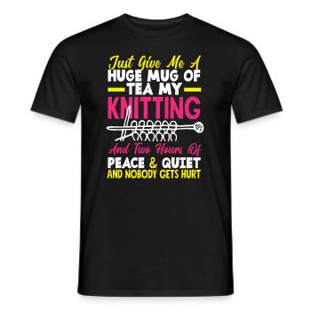 Drôle de tricot à l’aiguille à tricoter cadeau - T-shirt homme - noir - Devant - AI Model Male 178 light (178cm)
