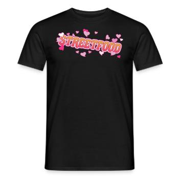 Nourriture de rue cool avec un design de cœurs roses - T-shirt homme - noir - Devant - AI Model Male 178 light (178cm)