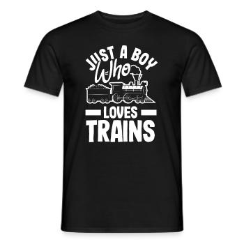 Funny Train Lover Trains Locomotive Gift - Men's T-Shirt - black - Front - AI Model Male 178 light (178cm)