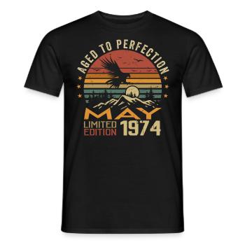 Mai 1974 Anniversaire Mai 1974 Cadeau 1974 Mai - T-shirt homme - noir - Devant - AI Model Male 178 light (178cm)