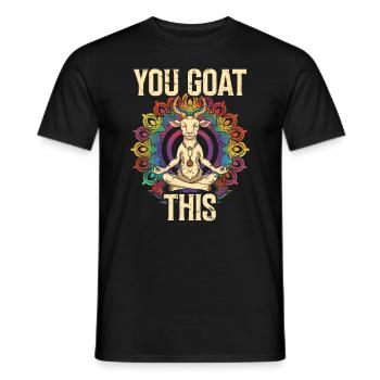 Goat yoga meditation, yoga class, yoga - Men's T-Shirt - black - Front - AI Model Male 178 light (178cm)