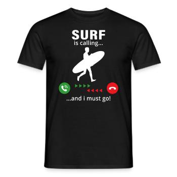 Surf is calling and i must go - Men's T-Shirt - black - Front - AI Model Male 178 light (178cm)