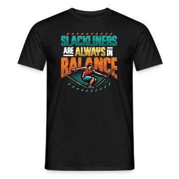 Slackliners Are Always In Balance - Men's T-Shirt - black - Front - AI Model Male 178 light (178cm)