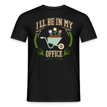 I'll be in my office the Garden Work with Flowers - Men's T-Shirt - black - Front - AI Model Male 178 light (178cm)
