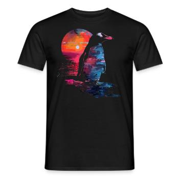 Penguin Baby Bird Chick - Men's T-Shirt - black - Front - AI Model Male 178 light (178cm)