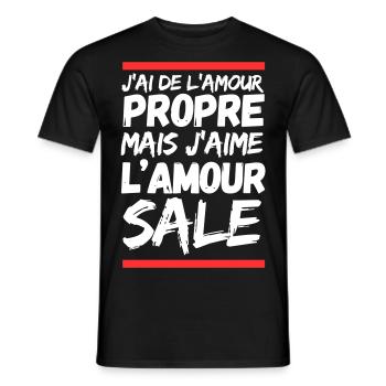 J’ai d’l’amour propre mais j’aime l’amour sale - T-shirt homme - noir - Devant - AI Model Male 178 light (178cm)