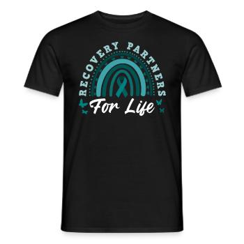 Sensibilisation au rétablissement de la dépendance au ruban turquoise - T-shirt homme - noir - Devant - AI Model Male 178 light (178cm)
