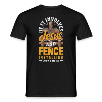 Funny Fence Builder Fence Installer - Men's T-Shirt - black - Front - AI Model Male 178 light (178cm)