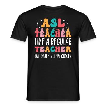 Professeur d’ASL Langue des signes américaine - T-shirt homme - noir - Devant - AI Model Male 178 light (178cm)