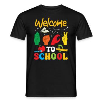 Professeur d’ASL Langue des signes américaine - T-shirt homme - noir - Devant - AI Model Male 178 light (178cm)
