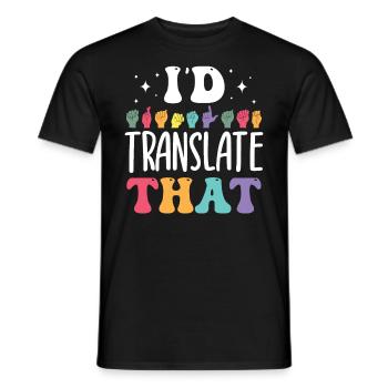 Professeur d’ASL Langue des signes américaine - T-shirt homme - noir - Devant - AI Model Male 178 light (178cm)