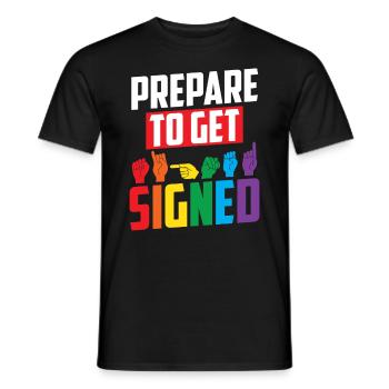 Professeur d’ASL Langue des signes américaine - T-shirt homme - noir - Devant - AI Model Male 178 light (178cm)