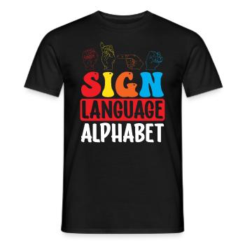 Professeur d’ASL Langue des signes américaine - T-shirt homme - noir - Devant - AI Model Male 178 light (178cm)