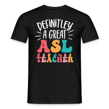 Professeur d’ASL Langue des signes américaine - T-shirt homme - noir - Devant - AI Model Male 178 light (178cm)
