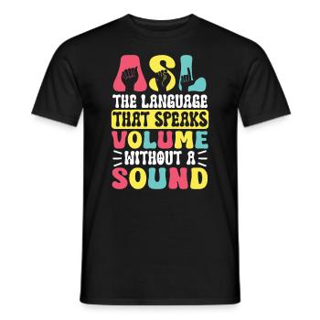 Professeur d’ASL Langue des signes américaine - T-shirt homme - noir - Devant - AI Model Male 178 light (178cm)