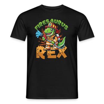 Firesaurus Rex Feuerwehr Dinosaurier Abenteuer - Männer T-Shirt - Schwarz - Vorne - AI Model Male 178 light (178cm)