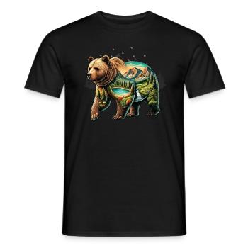Wilderness Inside the Bear Retro Vintage - Men's T-Shirt - black - Front - AI Model Male 178 light (178cm)