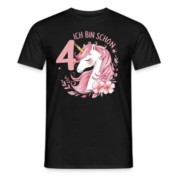 4. Geburtstag Mädchen 4 Jahre Pferd Pferde Einhorn - Männer T-Shirt - Schwarz - Vorne - AI Model Male 178 light (178cm)