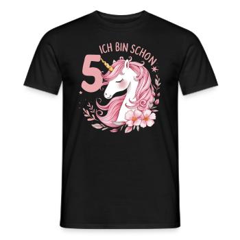 5th Birthday Girl 5 Years Horse Horses Unicorn - Men's T-Shirt - black - Front - AI Model Male 178 light (178cm)