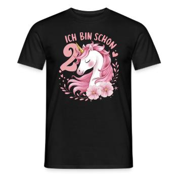 2ème anniversaire fille 2 ans cheval chevaux licorne - T-shirt homme - noir - Devant - AI Model Male 178 light (178cm)