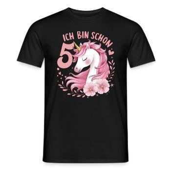 5th Birthday Girl 5 Years Horse Horses Unicorn - Men's T-Shirt - black - Front - AI Model Male 178 light (178cm)