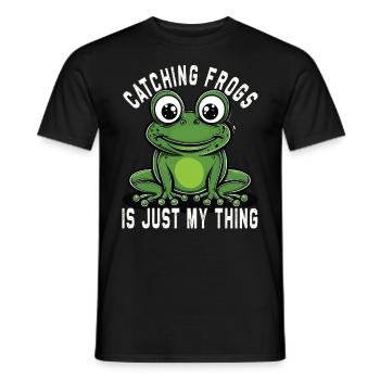 Frogs Catch Frog Hunter Frog Catcher - Men's T-Shirt - black - Front - AI Model Male 178 light (178cm)