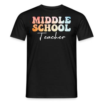 Middle School Teacher Groovy Back to School - Men's T-Shirt - black - Front - AI Model Male 178 light (178cm)
