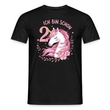 2ème anniversaire fille 2 ans cheval chevaux licorne - T-shirt homme - noir - Devant - AI Model Male 178 light (178cm)