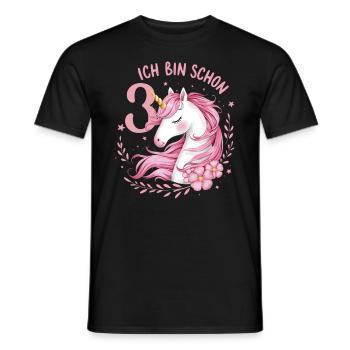 3. Geburtstag Mädchen 3 Jahre Pferd Pferde Einhorn - Männer T-Shirt - Schwarz - Vorne - AI Model Male 178 light (178cm)