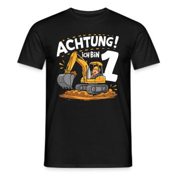 1er anniversaire garçon 1 an chantier de construction d’excavatrice - T-shirt homme - noir - Devant - AI Model Male 178 light (178cm)