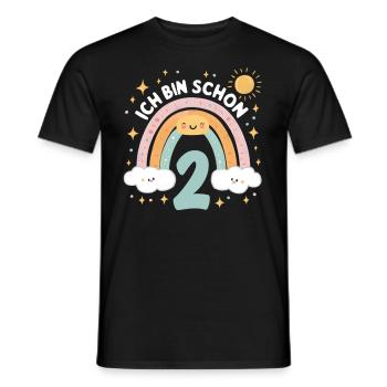 2nd Birthday Shirt Rainbow Cloud - Men's T-Shirt - black - Front - AI Model Male 178 light (178cm)