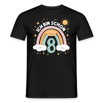 Chemise 8ème anniversaire Nuage Arc-en-ciel - T-shirt homme - noir - Devant - AI Model Male 178 light (178cm)