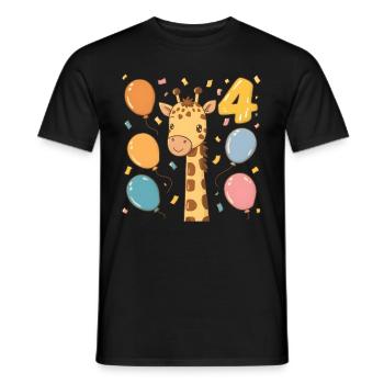 4th Birthday Giraffe Children's Birthday Party - Men's T-Shirt - black - Front - AI Model Male 178 light (178cm)
