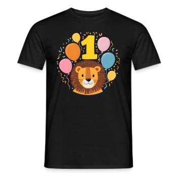 1er anniversaire Leo Fête d’anniversaire des enfants - T-shirt homme - noir - Devant - AI Model Male 178 light (178cm)