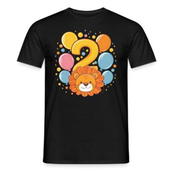 2ème anniversaire Leo Fête d’anniversaire des enfants - T-shirt homme - noir - Devant - AI Model Male 178 light (178cm)