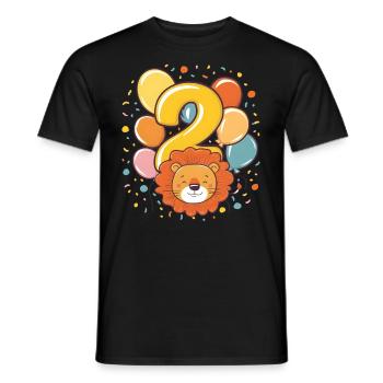 2ème anniversaire Leo Fête d’anniversaire des enfants - T-shirt homme - noir - Devant - AI Model Male 178 light (178cm)