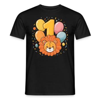 1er anniversaire Leo Fête d’anniversaire des enfants - T-shirt homme - noir - Devant - AI Model Male 178 light (178cm)