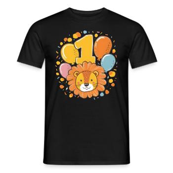 1er anniversaire Leo Fête d’anniversaire des enfants - T-shirt homme - noir - Devant - AI Model Male 178 light (178cm)