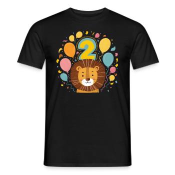 2ème anniversaire Leo Fête d’anniversaire des enfants - T-shirt homme - noir - Devant - AI Model Male 178 light (178cm)