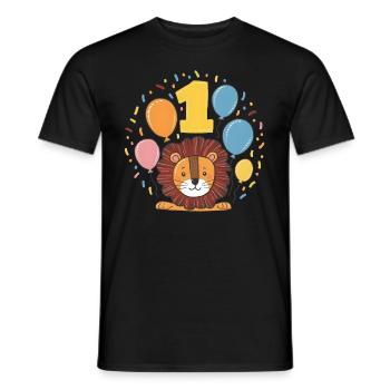 1er anniversaire Leo Fête d’anniversaire des enfants - T-shirt homme - noir - Devant - AI Model Male 178 light (178cm)