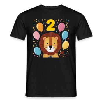 2ème anniversaire Leo Fête d’anniversaire des enfants - T-shirt homme - noir - Devant - AI Model Male 178 light (178cm)